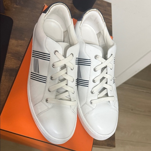 Hermes White and Black Men's Sneakers